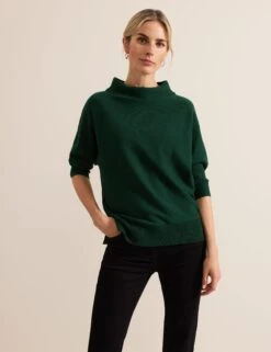 Funnel Neck Batwing Sleeve Jumper