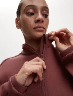 Funnel Neck Relaxed Zip Up Bomber Jacket -Marksandspencer Sale Store Funnel Neck Relaxed Zip Up Bomber Jacket 2