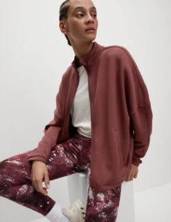 Funnel Neck Relaxed Zip Up Bomber Jacket -Marksandspencer Sale Store Funnel Neck Relaxed Zip Up Bomber Jacket 3