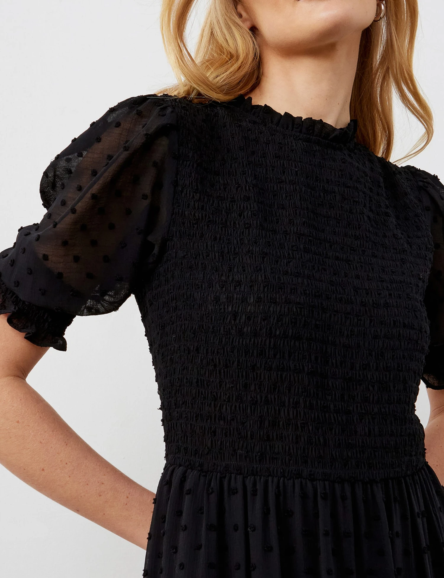 Georgette Textured Shirred Midi Tea Dress 5 Georgette Textured Shirred Midi Tea Dress - Image 5