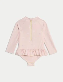 Gingham Floral Frill Long Sleeve Swimsuit (0-3 Yrs) -Marksandspencer Sale Store Gingham Floral Frill Long Sleeve Swimsuit 0 3 Yrs 1 1