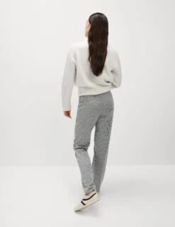 Jersey Checked Straight Leg Trousers 11 Jersey Checked Straight Leg Trousers -Marksandspencer Sale Store Jersey Checked Straight Leg Trousers 2