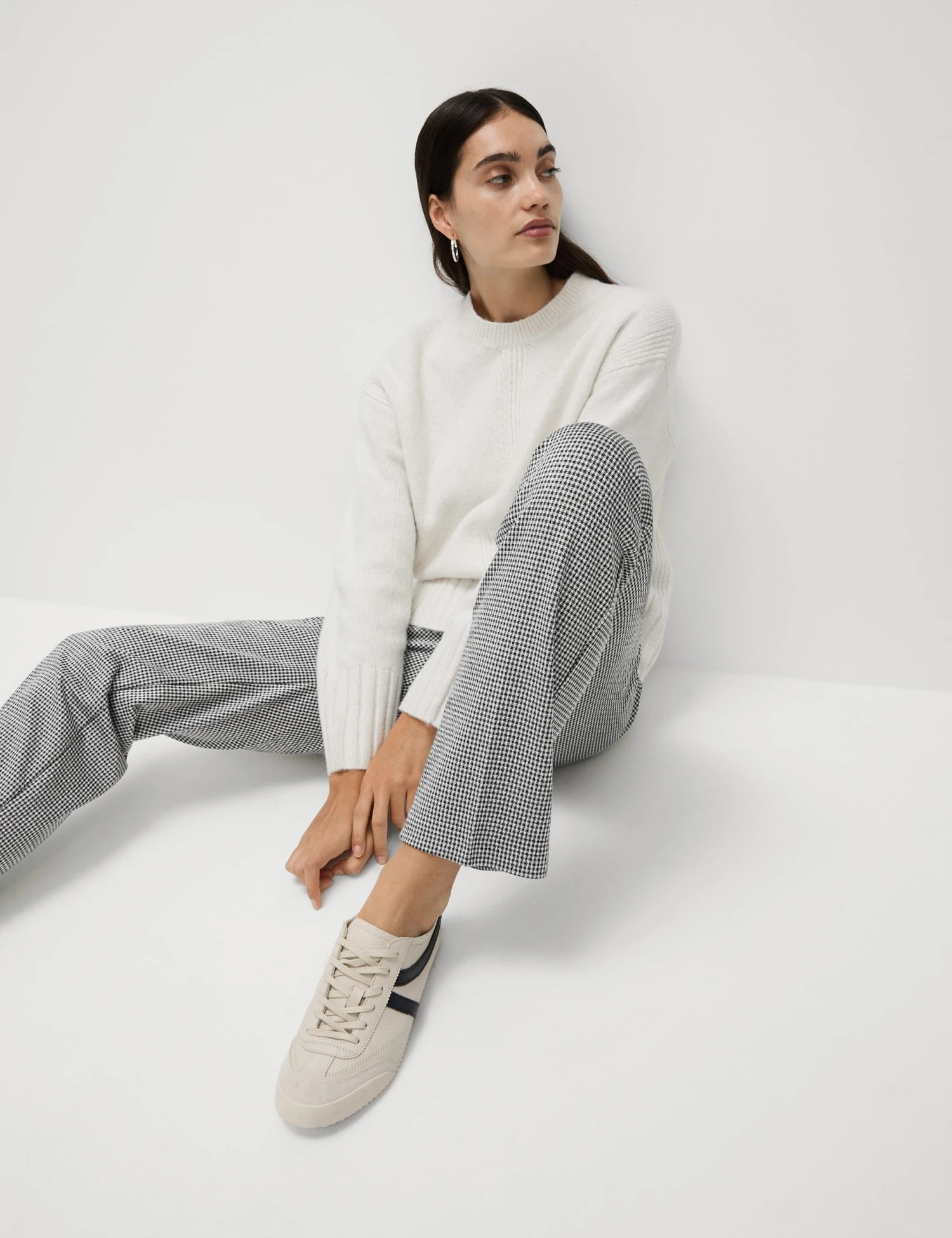 Jersey Checked Straight Leg Trousers 4 Jersey Checked Straight Leg Trousers - Image 4