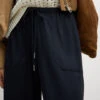 Jersey Drawstring Pintuck Tapered Trousers