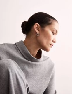 Jaeger Jersey Funnel Neck Split Hem Relaxed Jumper -Marksandspencer Sale Store Jersey Funnel Neck Split Hem Relaxed Jumper 2