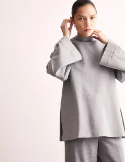 Jaeger Jersey Funnel Neck Split Hem Relaxed Jumper