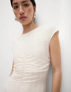 Jersey Lace Ruched Midi Column Dress -Marksandspencer Sale Store Jersey Lace Ruched Midi Column Dress 2