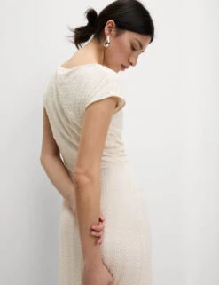 Jersey Lace Ruched Midi Column Dress -Marksandspencer Sale Store Jersey Lace Ruched Midi Column Dress 3