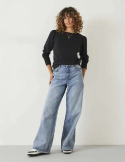 Jersey Puff Sleeve Sweatshirt -Marksandspencer Sale Store Jersey Puff Sleeve Sweatshirt 3