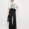 Jersey Pull On Fold Over Wide Leg Trousers -Marksandspencer Sale Store Jersey Pull On Fold Over Wide Leg Trousers
