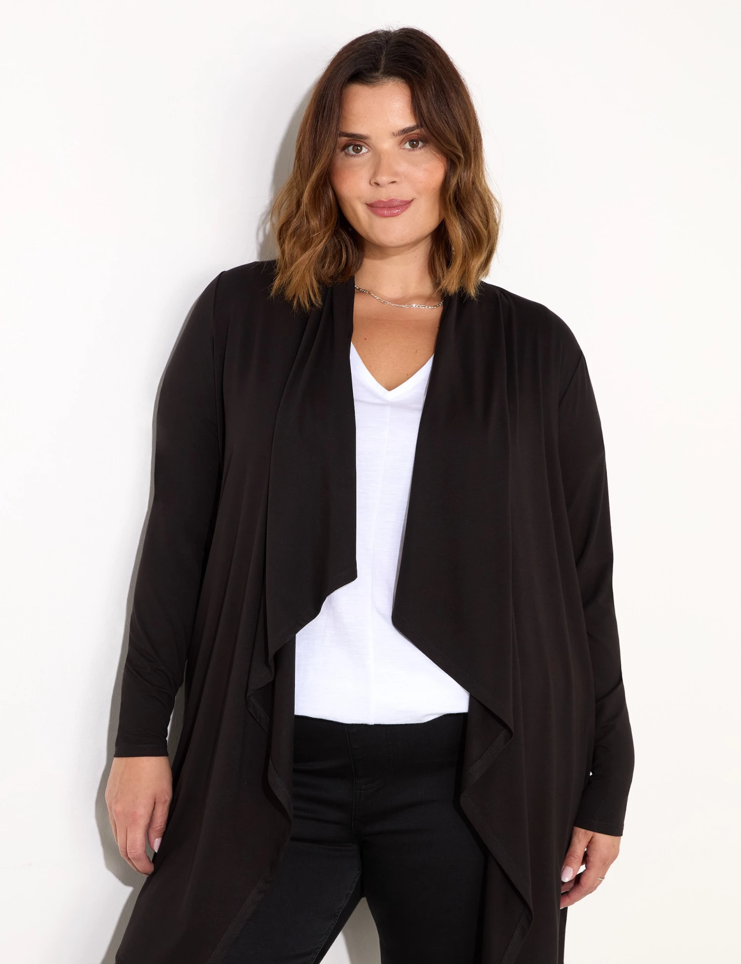 Jersey Waterfall Longline Cardigan 2 Jersey Waterfall Longline Cardigan - Image 2