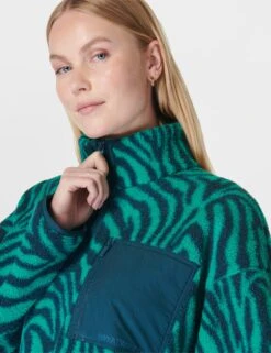 Sweaty Betty Karma Half Zip Animal Print Fleece Jacket -Marksandspencer Sale Store Karma Half Zip Animal Print Fleece Jacket 4