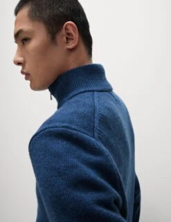Lambswool Blend Funnel Neck Half Zip Jumper
