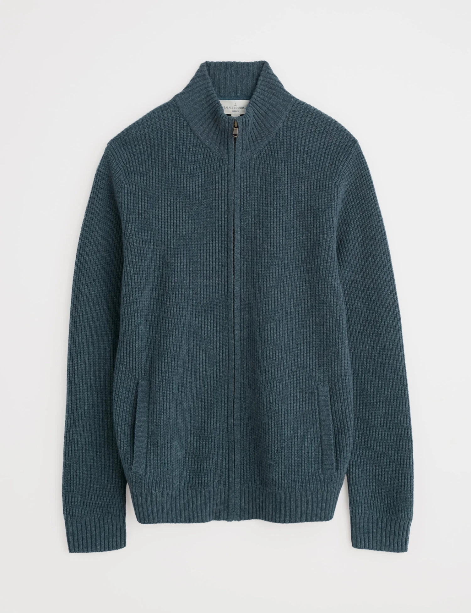 Lambswool Rich Zip Up Textured Cardigan 2 Lambswool Rich Zip Up Textured Cardigan - Image 2