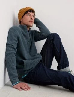 Lambswool Rich Zip Up Textured Cardigan