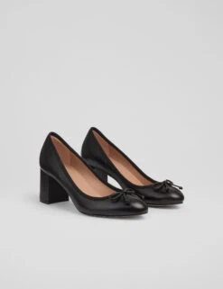 Leather Bow Block Heel Ballet Court Shoes 11 Leather Bow Block Heel Ballet Court Shoes -Marksandspencer Sale Store Leather Bow Block Heel Ballet Court Shoes 3