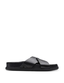 Clarks Leather Crossover Sliders