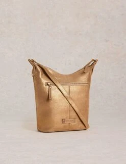 WHITE STUFF Leather Metallic Cross Body Bucket Bag -Marksandspencer Sale Store Leather Metallic Cross Body Bucket Bag 2