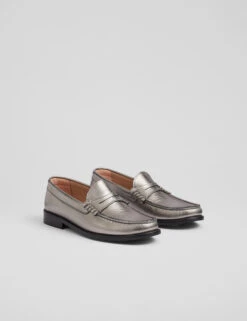 Leather Metallic Slip On Flatform Loafers -Marksandspencer Sale Store Leather Metallic Slip On Flatform Loafers 2