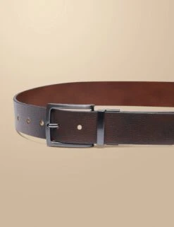 Leather Reversible Textured Belt -Marksandspencer Sale Store Leather Reversible Textured Belt 2