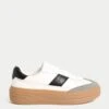 Leather Side Detail Platform Trainer -Marksandspencer Sale Store Leather Side Detail Platform Trainer