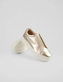 Leather Slip On Metallic Trainers -Marksandspencer Sale Store Leather Slip On Metallic Trainers 2