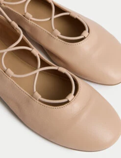 Leather Strappy Flat Ballet Pumps -Marksandspencer Sale Store Leather Strappy Flat Ballet Pumps 2