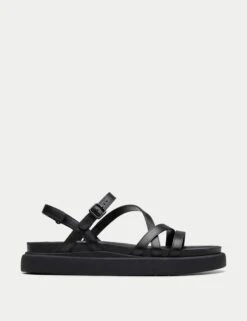 Clarks Leather Strappy Flatform Sandals