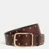 Leather Wide Studded Belt