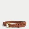 Leather Woven Feature Buckle Skinny Jeans Belt