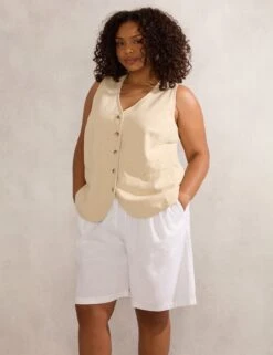 Linen Blend Bermuda Shorts