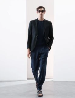 Linen Blend Check Blazer -Marksandspencer Sale Store Linen Blend Check Blazer 3