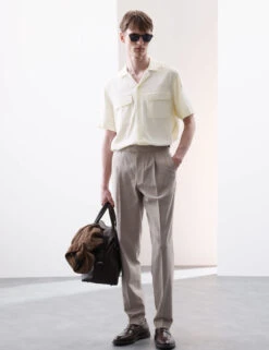 Linen Blend Cuban Collar Shirt -Marksandspencer Sale Store Linen Blend Cuban Collar Shirt 2