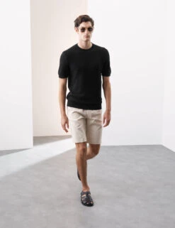 Linen Blend Textured Knitted T-Shirt -Marksandspencer Sale Store Linen Blend Textured Knitted T Shirt 3