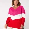 Linen Rich Colour Block Relaxed Jumper