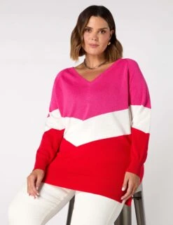 Linen Rich Colour Block Relaxed Jumper