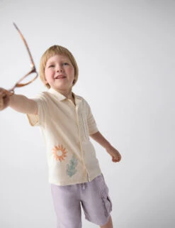 Linen Rich Embroidered Shirt (2-8 Yrs)