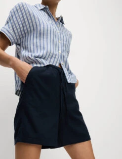 Linen Rich High Waisted Shorts