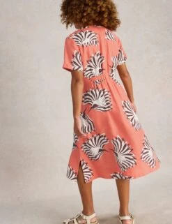 WHITE STUFF Linen Rich Printed Notch Neck Midi Tea Dress -Marksandspencer Sale Store Linen Rich Printed Notch Neck Midi Tea Dress 2