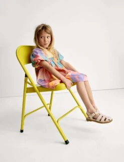 Linen Rich Printed Puff Sleeve Woven Dress (2-8 Yrs) -Marksandspencer Sale Store Linen Rich Printed Puff Sleeve Woven Dress 2 8 Yrs 1 2