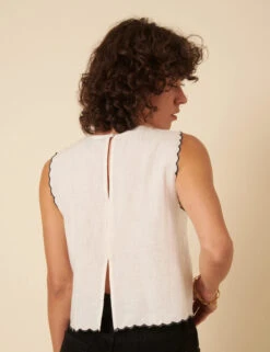 Linen Rich Scallop Split Back Vest -Marksandspencer Sale Store Linen Rich Scallop Split Back Vest 2