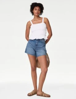 Linen Rich Square Neck Smocked Cami Top -Marksandspencer Sale Store Linen Rich Square Neck Smocked Cami Top 2