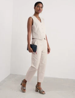 Linen Rich Straight Leg Ankle Grazer Trousers