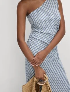 Linen-Rich Striped Midi Shift Dress -Marksandspencer Sale Store Linen Rich Striped Midi Shift Dress 3