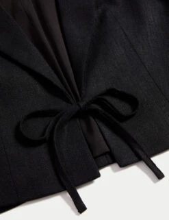 Linen Twill Rich Cropped Short Sleeve Jacket -Marksandspencer Sale Store Linen Twill Rich Cropped Short Sleeve Jacket 6