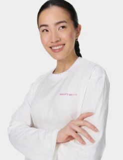 Sweaty Betty Logo Pure Cotton Crew Neck Oversized Top -Marksandspencer Sale Store Logo Pure Cotton Crew Neck Oversized Top 4