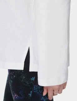 Sweaty Betty Logo Pure Cotton Crew Neck Oversized Top -Marksandspencer Sale Store Logo Pure Cotton Crew Neck Oversized Top 6