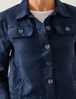 MONSOON Lyocell Rich Collared Cropped Jacket -Marksandspencer Sale Store Lyocell Rich Collared Cropped Jacket 2