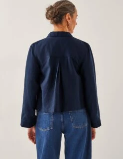 MONSOON Lyocell Rich Collared Cropped Jacket -Marksandspencer Sale Store Lyocell Rich Collared Cropped Jacket 3