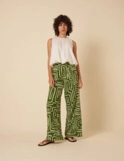 Lyocell Rich Geometric Elasticated Waist Trousers -Marksandspencer Sale Store Lyocell Rich Geometric Elasticated Waist Trousers 1